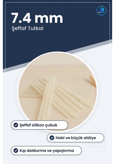 Silikon Sıcak Tutkal Çubuğu 7.4 Mm 1 Kg Şeffaf Yapıştırıcı Çubuk