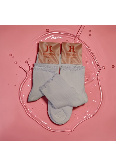Heren Socks Heren Lastik Fırfırlı 3'lü Kadın Çorap , Fitilli Fırfırlı Kolej Boy Beyaz