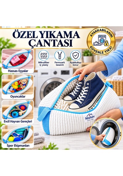 Özel Tasarım Ayakkabı Ve Hassas Eşya Yıkama File Çantası- Mikrofiber Fermuarlı Koruyucu Yıkama Files Çok Renkli