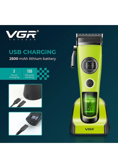 Vgr V-880c Profesyonel Bldc Motorlu Şarjlı Saç Kesme Makinesi - Seramik Bıçaklı, Standlı