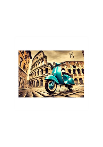 Roma Motosiklet Şıklığı Desenli Ahşap Tablo