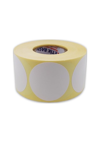Kuşe Etiket 40mm Çap Ruloda 500 Adet 40mm Kuka Çapında Baskısız Barkod Yazıcı Etiketi 1
