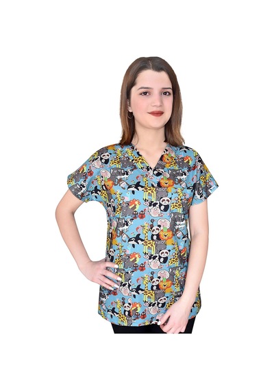Master Likra Hayvanat Bahçesi Temalı Pamuklu-likralı Unisex Tek Üst Forma Karışık Karışık