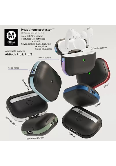 Movenchy Apple Airpods Uyumlu  Pro 2 2.nesil Mo-a8 Armor Kılıf - Gümüş