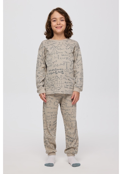 Panço Erkek Çocuk Baskılı Pijama Takımı Taş