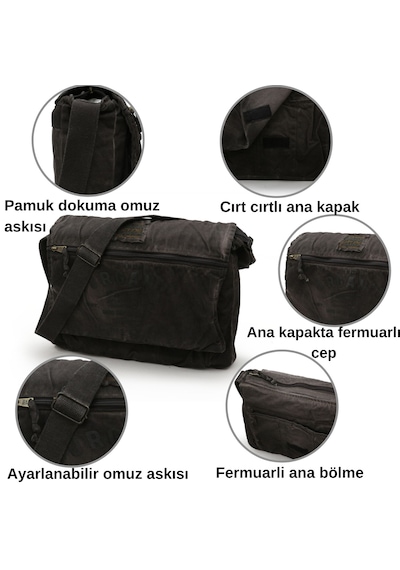 Dark Cotton 8128 Kanvas Omuz Postacı Kahve 15.6 İnç Laptop Çanta
