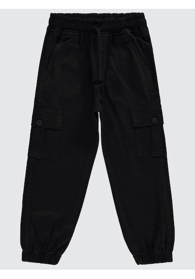Civil Boys Bel Paça Lastikli Kargo Cepli 6-9 Yaş Pantolon - Siyah