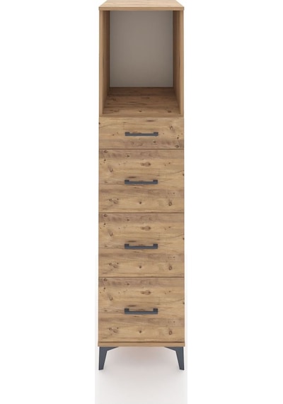 Kronos Dolap Tek Raflı 4 Çekmeceli 44x59x182 Çam-çam Çam