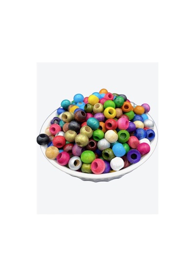 10mm Karışık Renkli Tahta,ahşap Boncuk 50gr, 160 Adet Boncuk