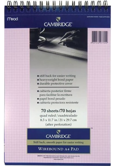 Mead Cambridge A4 Bloknot Kareli 70 Yaprak Pembe
