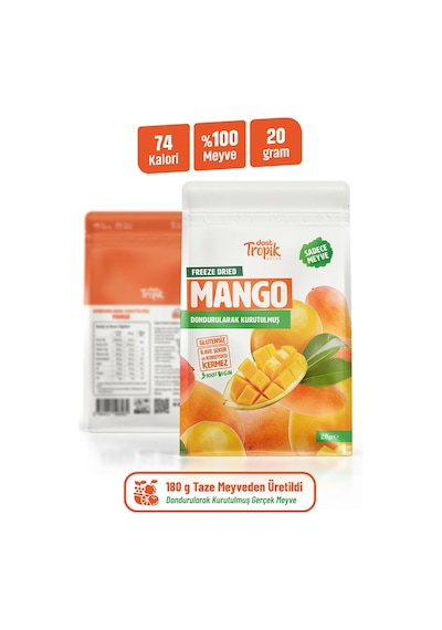 Dondurularak Kurutulmuş Mango 20 G Freeze Dried Meyve Cipsi Çıtır Meyve Kurusu 2 Adet