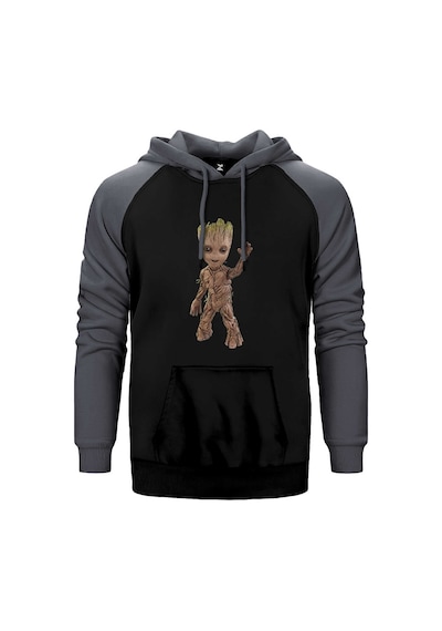 Groot Baby Gri Renk Reglan Kol Kapşonlu Sweatshirt Gri