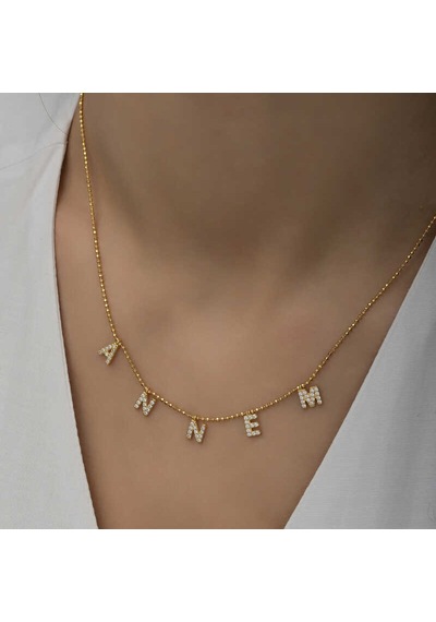 Gümüş Gold Annem Yazılı Kadın Kolye