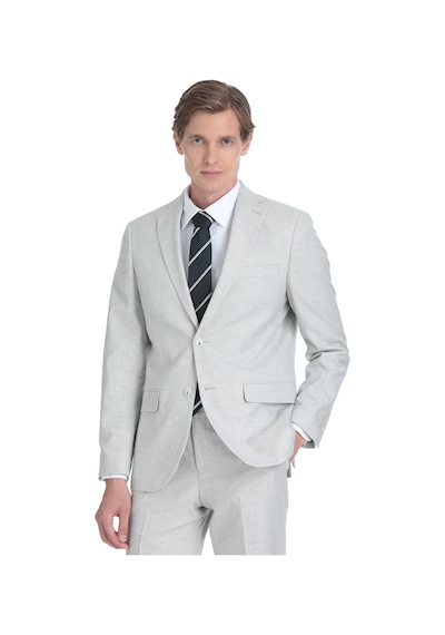 Hatemoğlu Gri Slim Fit Mono Yaka Keten Takım Elbise 36332 Gri