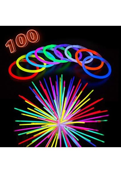 100 Adet Glow Stick Fosforlu Çubuk Renkli Parti Çubuğu Bileklik