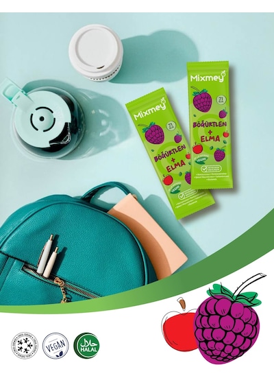 Mixmey Böğürtlen Meyve Barı 12 Adet | Atıştırmalıklar – Vegan, Glutensiz, Koruyucusuz 20g X 12adet