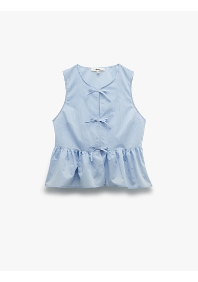 Koton Pamuklu Kolsuz Önden Bağlama Detaylı Peplum Bluz Mavi Çizgili 5sak30103ew Mavi Çizgili Koton Pamuklu Kolsuz Önden Bağlama Detaylı Peplum Bluz Mavi Çizgili 5sak30103ew Mavi Çizgili