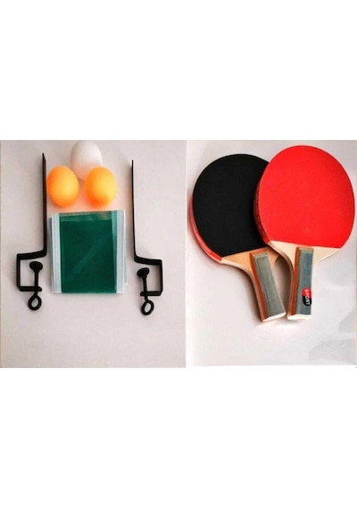 İnci Paketi Masa Tenis Seti 2 Raket 3 Top Ve File