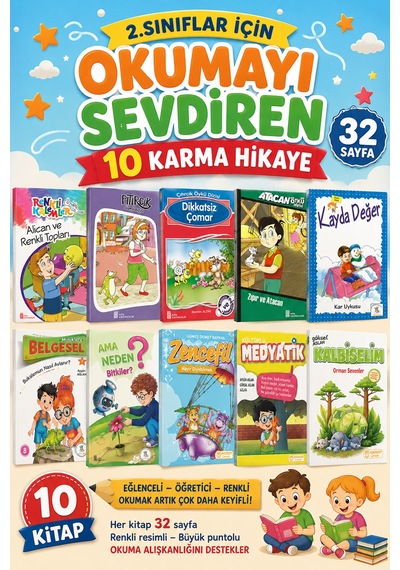 2. Sınıf Okumayı Sevdiren 32 Sayfalık 10 Lu Karma Hikaye Seti