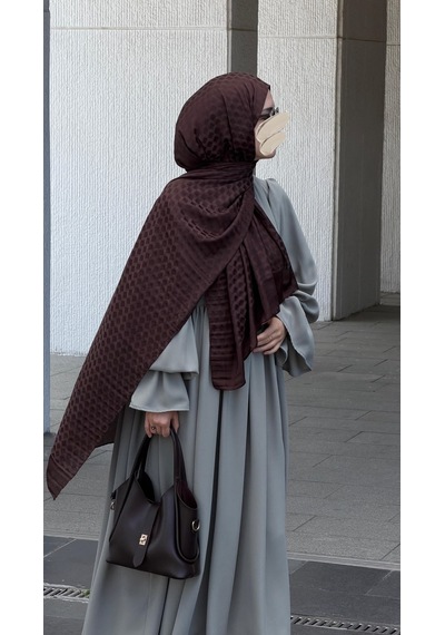 Qalortex Scarf Premium Pamuklu Jakar Şal-acı Kahve