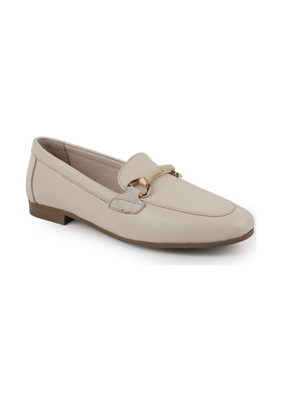 Libero L081.24217 Metal Toka Detaylı Düz Taban Kadın Loafer Ayakkabı Egret