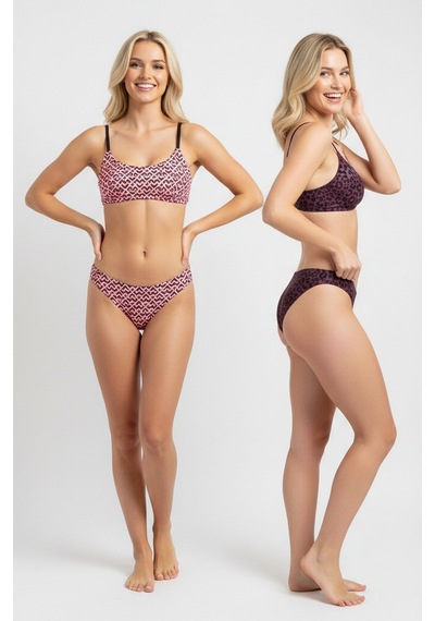 Bonbon Kadın Balensiz Desteksiz Scoop Sütyen Ve Slip Külot 2'li Takım Bb2280 Leopar