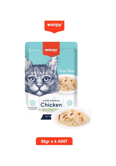 Kedi Ödülü Pouch Tavuklu & Morina Balıklı Yaş Kedi Maması 6 Adet X 85gr