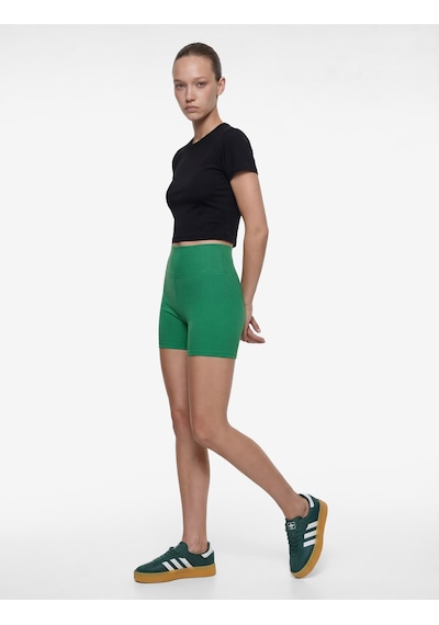 Koton Slim Fit Kısa Kollu Bisiklet Yaka Crop Spor Tişört Siyah 6sak10236nk