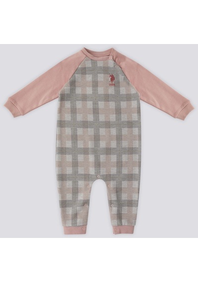 U.S. Polo Assn. Pudra Ekose Desen Bebek Tulum Gri