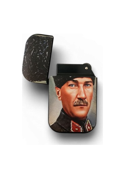 Kalpaklı Atatürk Portresi Ve Türk Bayrağı Baskılı Lüks Metal Çakmak - Milli Seri Çok Renk