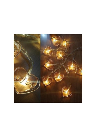 Love Kalpli Rose Gold Led Işık Zinciri Yılbaşı, Doğum Günü Ve Romantik Dekor Aydınlatma - Bgaledlamba0014 Bej