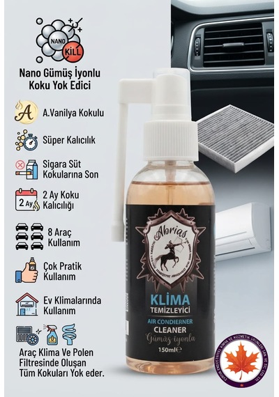 Tetikli Klima Temizleyici Amerikan Vanilya Kokulu 150ml 8 Araçlık Oto Ve Evsel Klima Uyumlu