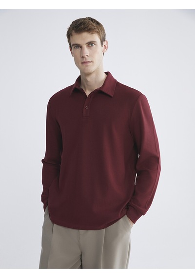 Lcwaıkıkı Classic Bordo Polo Yaka Uzun Kollu Erkek Tişört