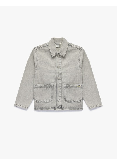 Koton Pamuklucepli Uzun Kollu Klasik Yaka Denim Ceket Gri 6skb20003td Gri
