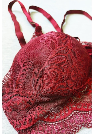 Sensu Kadın Dantelli Çapraz Askılı Bralet Büstiyer - Bra2022 Bordo Bordo