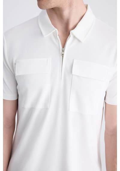 Twn Slim Fit Ekru Düz Modal T-shirt 4ec1459811112 E01