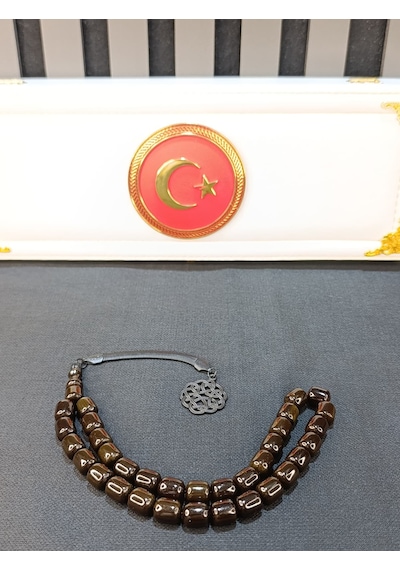 Sıkma Kehribar Tesbih Koyu Yeşil