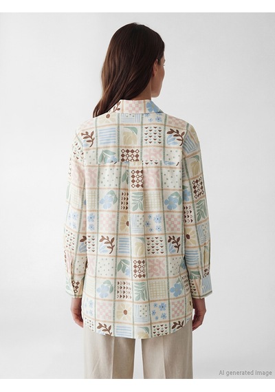 Lcw Modest Karışık Desenli Oversize Kadın Gömlek Tunik