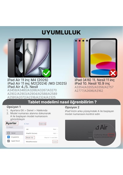 İpad Air 11" M4 M3 M2 Uyumlu Kılıf Ultra İnce Standlı Akıllı Uyku Modlu Zarif Koruyucu Kapak Kapaklı Kılıf