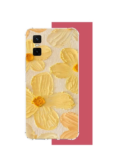 Infinix Gt 30 Pro Uyumlu Tuvaldeki Sarı Çiçek Baskılı Silikon Kılıf Renkli