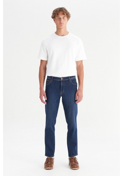 Wrangler Texas Pamuklu Slim Fit Dar Kesim Cepli Jean Kot Denim Pantolon Mavi