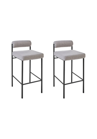 Amaya Gri Boucle 2'li Bar Sandalyesi Seti, 64 Cm Oturum, Şık Ve Konforlu Tasarım