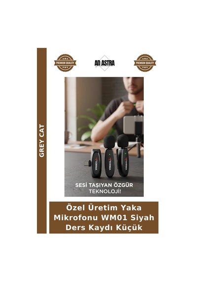 Özel Üretim Yaka Mikrofonu Wm01 Siyah Ders Kaydı Küçük