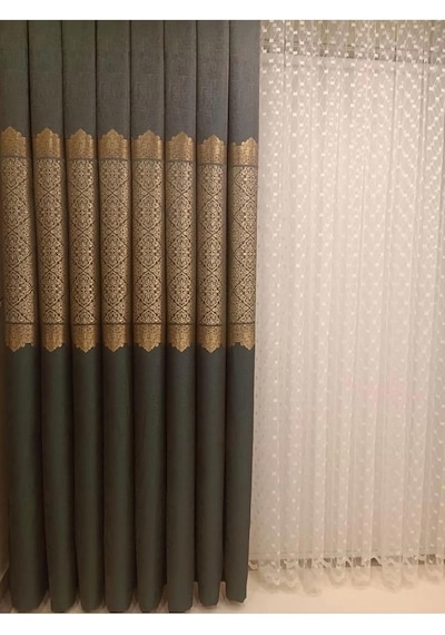 Fj631749 V-2537 Arora Yeşil 1/3 Sık Pileli Fon Perde 100 X 270