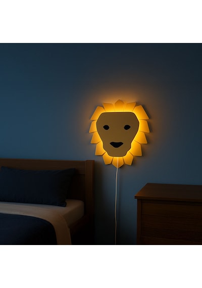 Aslan Figürlü Dekoratif Gece Lambası Sari