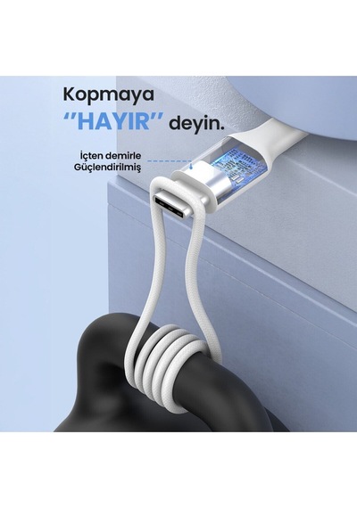 Cab272 3a Type-c To Type-c Pvc Örgü Başlıklı Data Ve Şarj Kablosu - 1 Metre - Dayanıklı