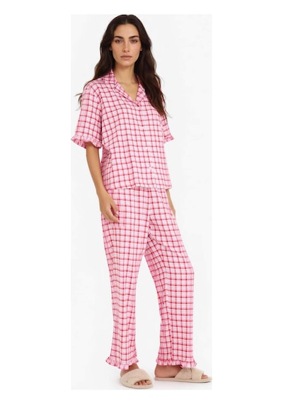 Defacto Pijama Takımı Kareli Kısa Kollu Üst Uzun Alt-fall İn Love E7462ax25aupn105 Pembe Defacto Pijama Takımı Kareli Kısa Kollu Üst Uzun Alt-fall İn Love E7462ax25aupn105 Pembe