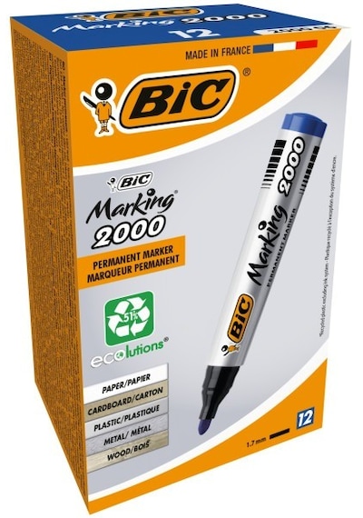 Bic Markör Permanent 1.7 MM Yuvarlak Uçlu Mavi 2000 06 - 12 Adetl Mavi