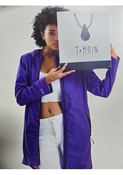 T Rain Pu Raincoat L Beden Mor Kadınyağmurluk Mor