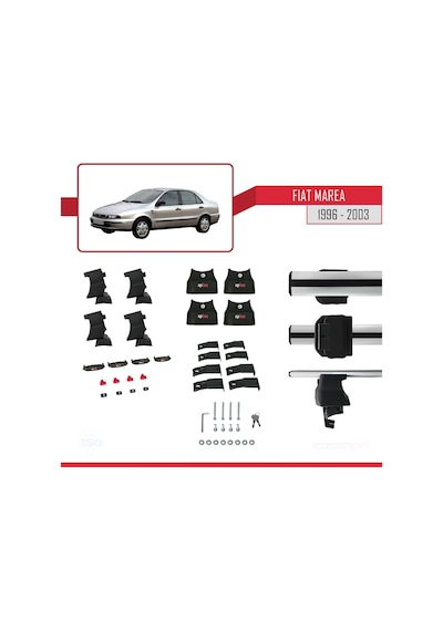 Fiat Marea 1996-2003 Arası İle Uyumlu Ace-4 Ara Atkı Tavan Barı Gri